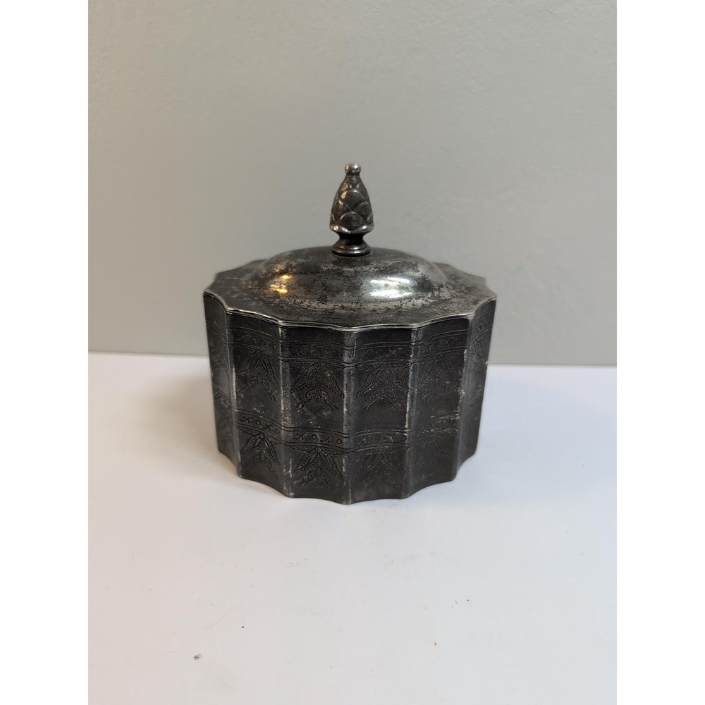 Vintage‎ 1991 Godinger Silver Plated Jewelry Trinket Box With Red Velvet Lining